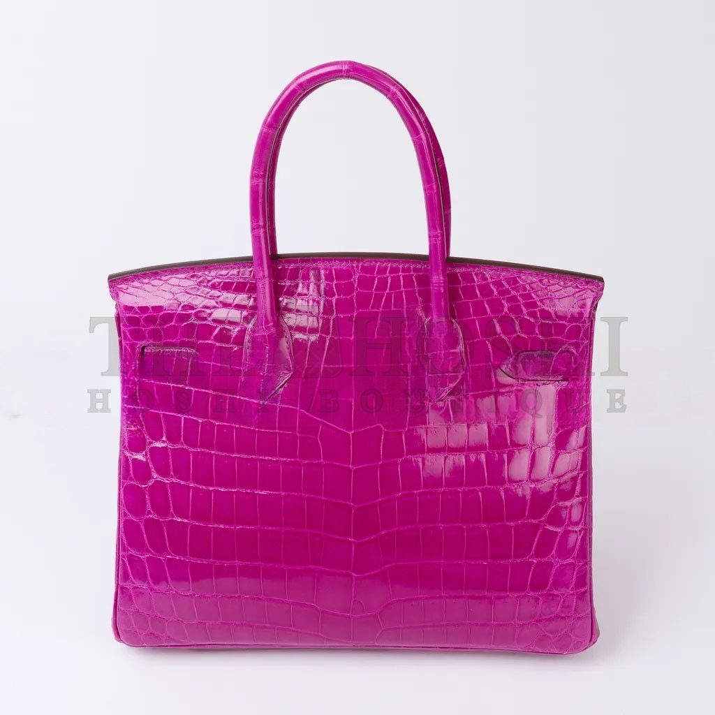 H**me5 MASTER BIRKIN 30 CROCODILE LEATHER HOT PEACH SILVER BUCKLE H041354CK03 (30*22*15cm) Master Quality